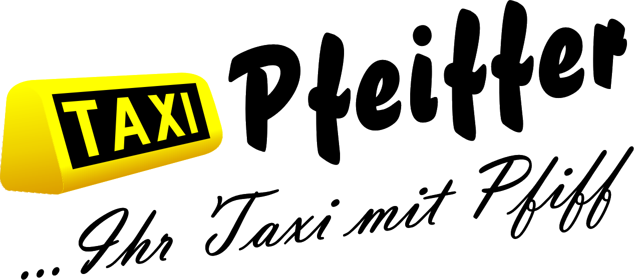 Logo von Pfeiffer Taxi mit Herz – Taxiunternehmen mit Herz Firmenlogo mit Schriftzug 'Pfeiffer Taxi mit Herz' und gelbem Taxi-Symbol