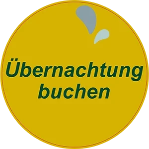 Button neu Übernachtung buchen – gelber Kreis mit Text für Buchungsfunktion
