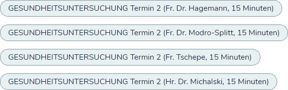 Übersicht der Terminarten für Gesundheitsuntersuchungen Gesundheitsuntersuchung Terminarten Übersicht