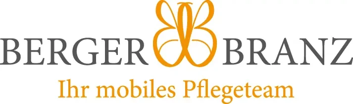 Logo eines mobilen Pflegedienstes mit orangefarbenem Schmetterling und Schriftzug Mobiles Pflegedienst