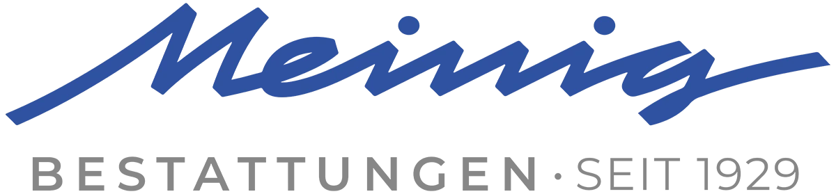 Logo von Meinig mit Text, blaues Design