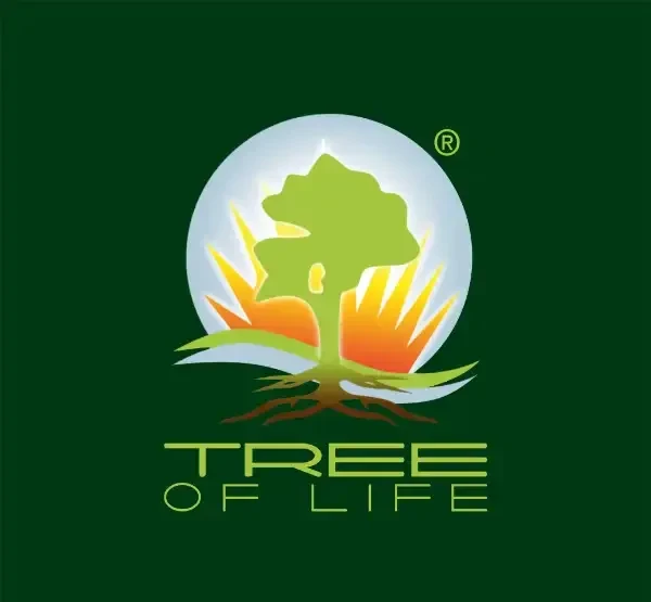 Logo Tree of Life mit stilisiertem Lebensbaum und Sonnenstrahlen