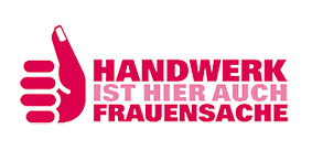 Logo mit dem Slogan 'Handwerk ist hier auch Frauensache'