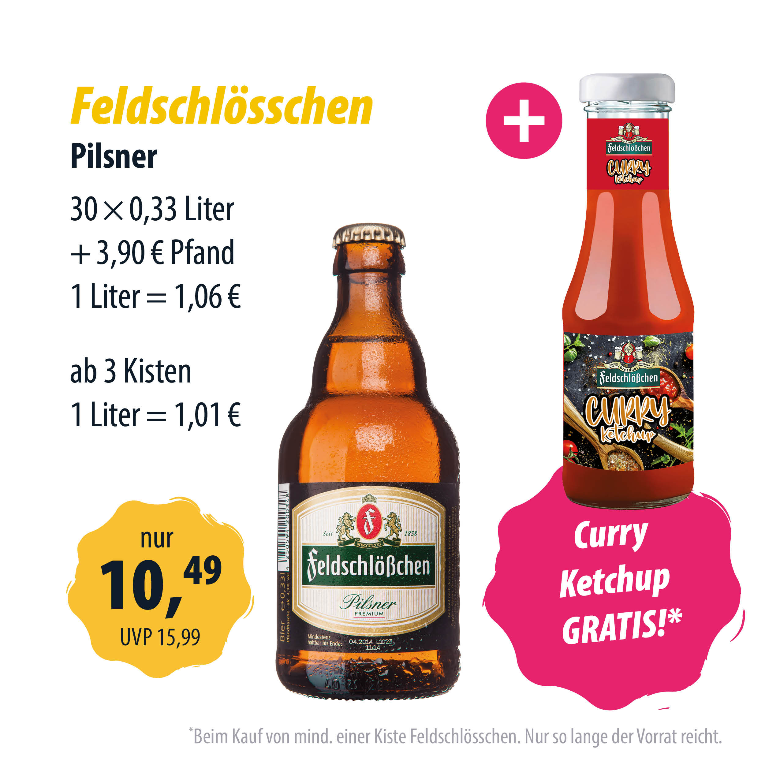 Angebot Feldschlößchen Pilsner Bier mit gratis Curry Ketchup Flasche