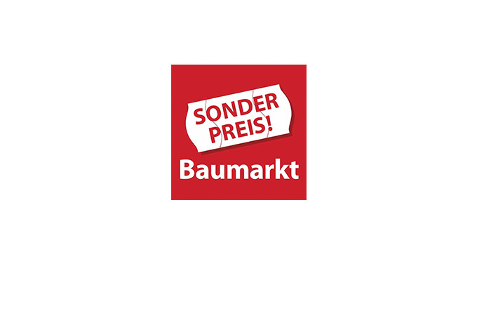 Sonderpreis Baumarkt Logo auf rotem Hintergrund