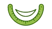 Icon eines Aligners mit grünem Halbkreis und Zahnspange