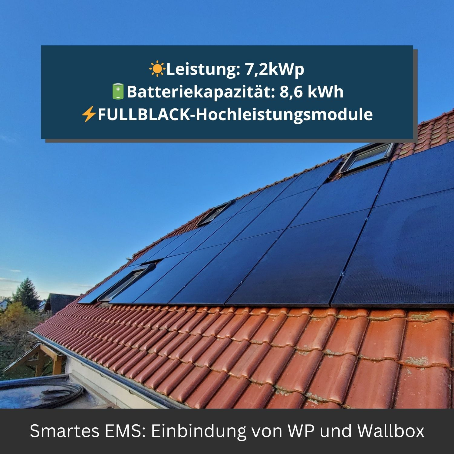 Photovoltaik-Anlage auf Einfamilienhaus in Magdeburg Cracau mit 7,2 kWp Leistung, 8,6 kWh Batterie und Fullblack-Hochleistungsmodulen, installiert 2025