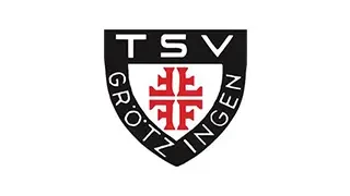 Logo des TSV Grötzingen mit rotem Kreuz auf weißem Schild