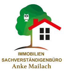 Logo des Immobilien Sachverständigenbüros Anke Mailach mit Baum und Haus