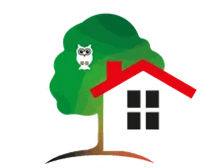 Logo ohne Text mit Haus, Baum und Eule