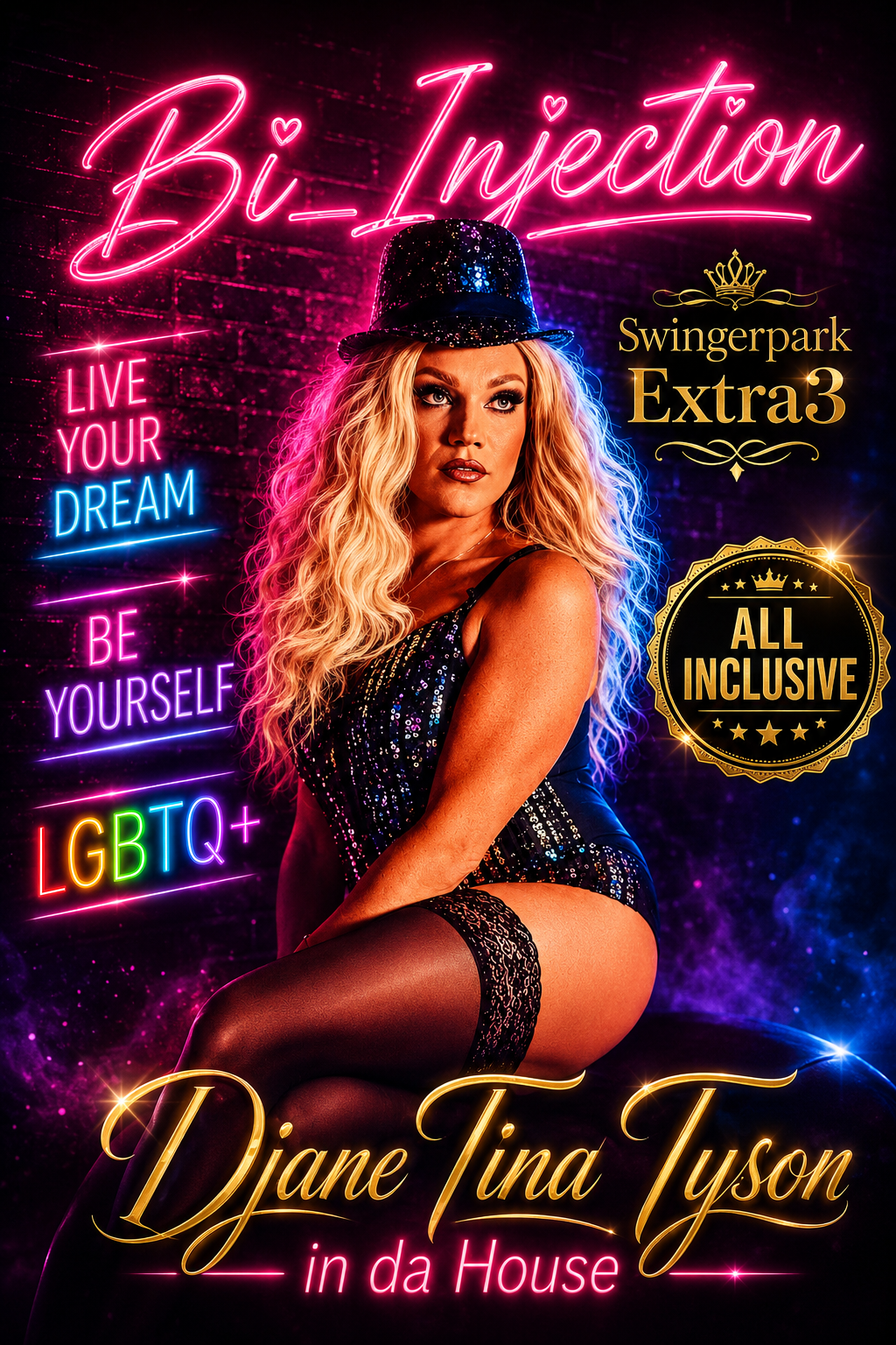 Bi Injection Event im Swingerpark Extra3 mit LGBTQ+ Motto, Live your dream, be yourself, all inclusive