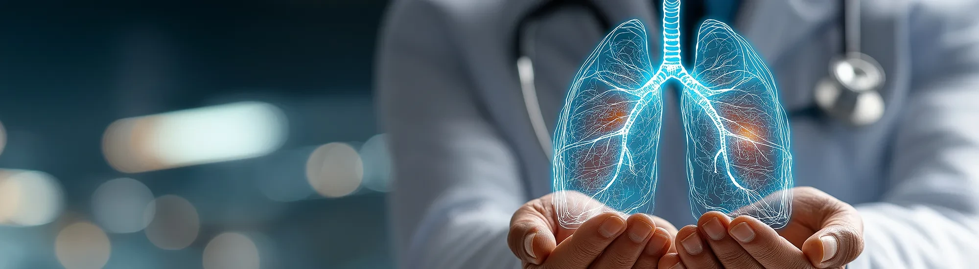 Arzt mit digitaler medizinischer Darstellung von  einer Lunge
