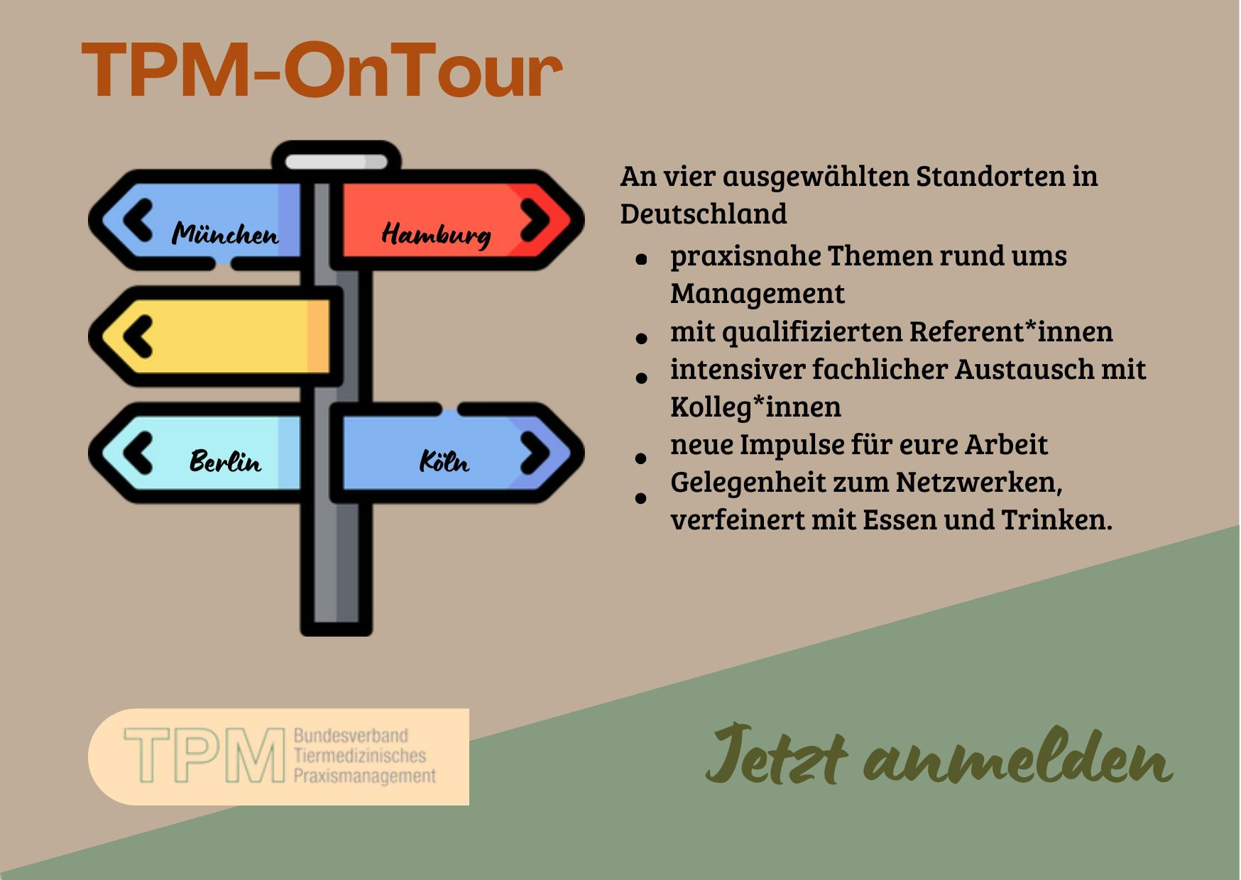 TPM-OnTour Veranstaltung des Bundesverbands Tiermedizinisches Praxismanagement in München, Hamburg, Berlin und Köln