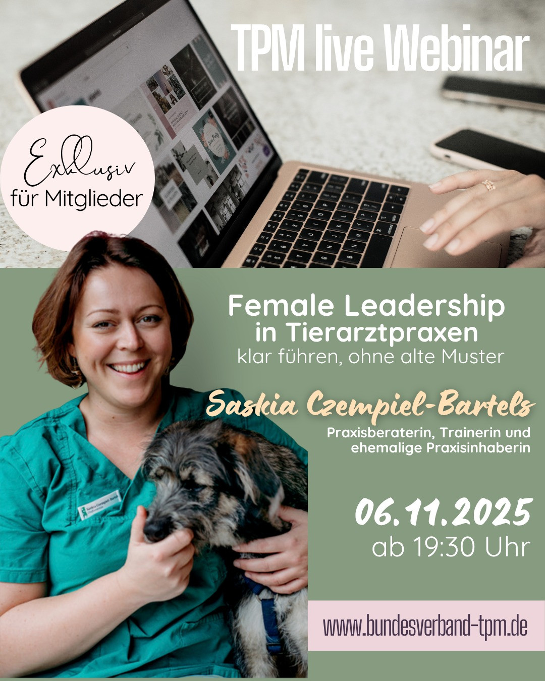 Female Leadership in Tierarztpraxen Webinar mit Saskia Czempiel-Bartels am 06.11.2025, exklusiv für Mitglieder
