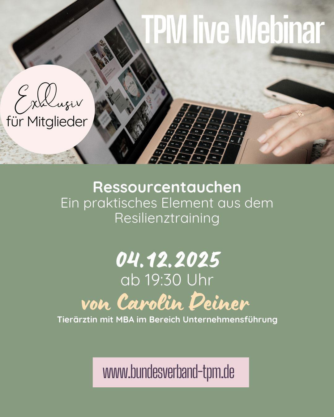 Online-Event Ressourcentauchen mit Carolin Deiner am 04.12.2025, exklusiv fr Mitglieder, Resilienztraining des Bundesverband TPM