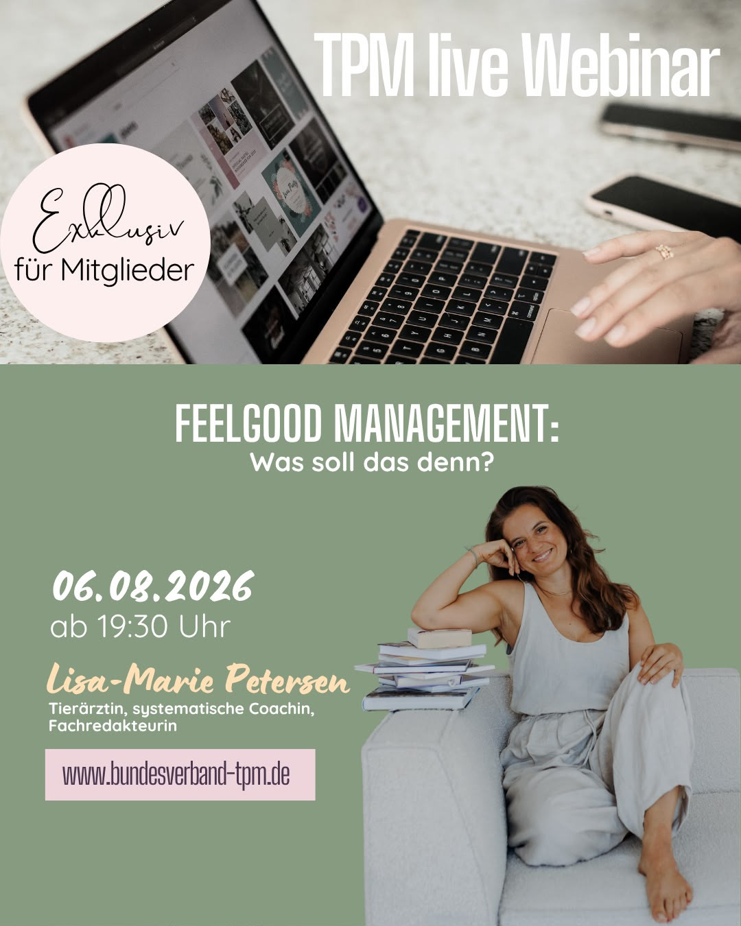 Feelgood Management Vortrag mit Lisa-Marie Petersen am 06.08.2026, exklusiv für Mitglieder des Bundesverband TPM