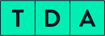 TDA Logo in RGB Farben, horizontal