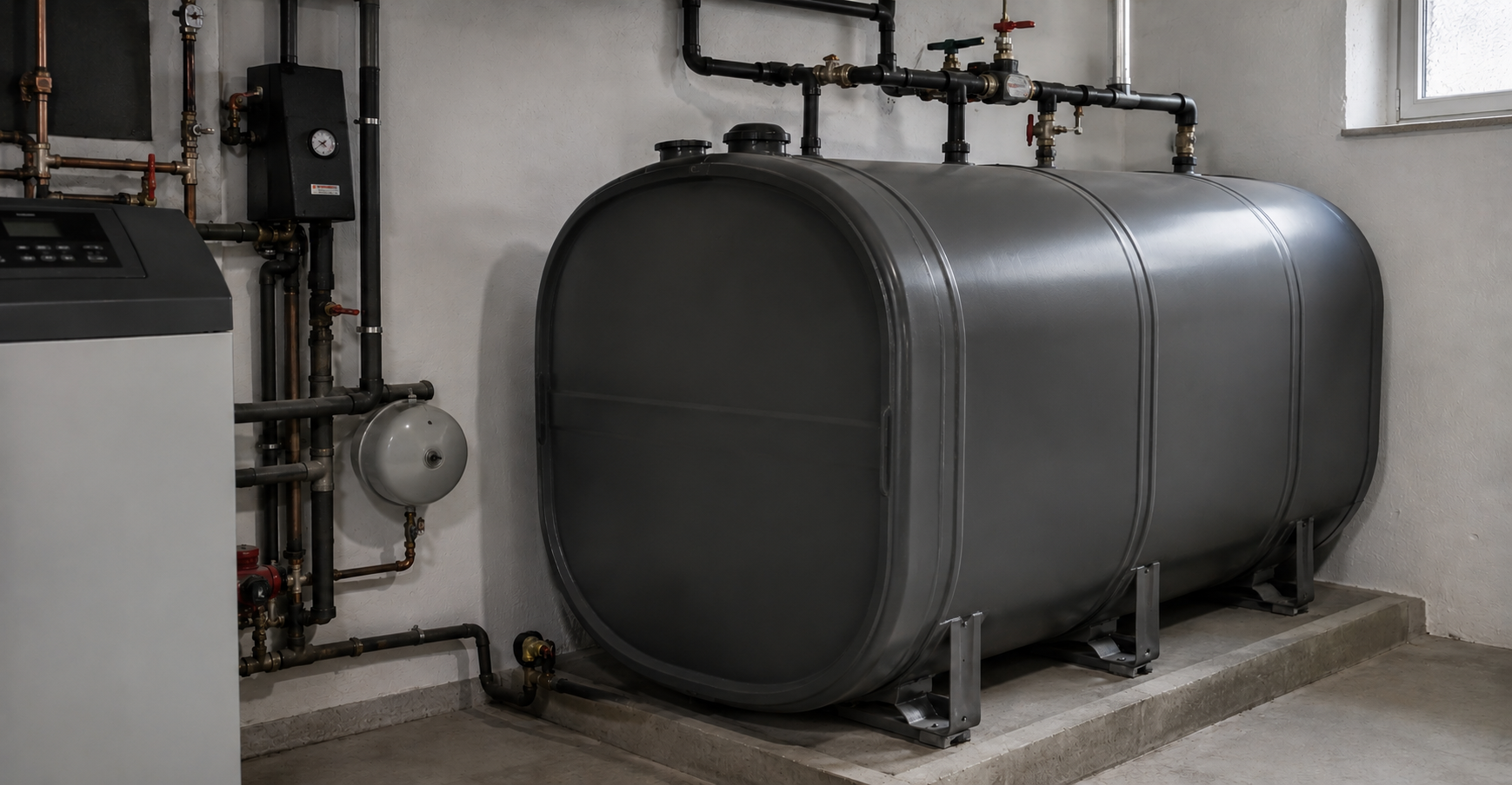 Heizöltank in einem Heizungsraum zur Lagerung von Heizöl