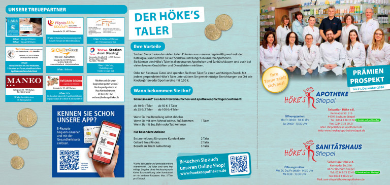 Prämienprospekt Seite 12 mit Informationen zum Höke's Taler Bonusprogramm der Hoekes Apotheken