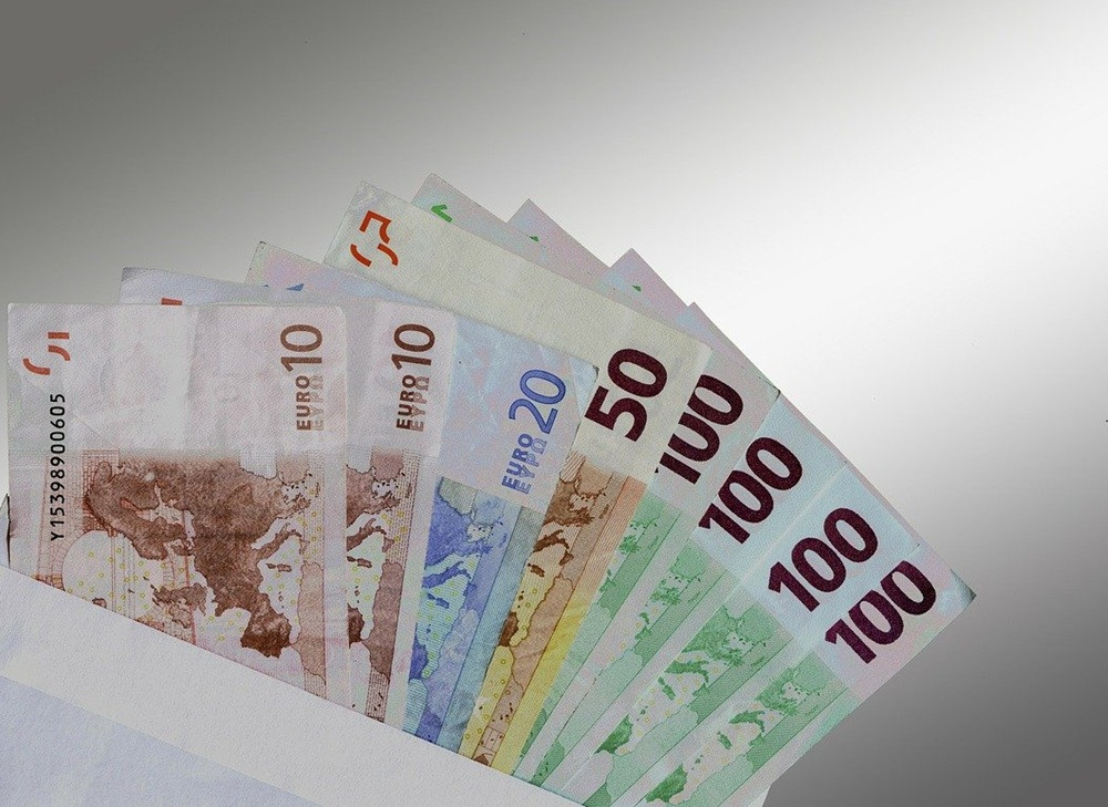 Euro-Banknoten in einem Fächer Verschiedene Euro-Banknoten in einem Fächer