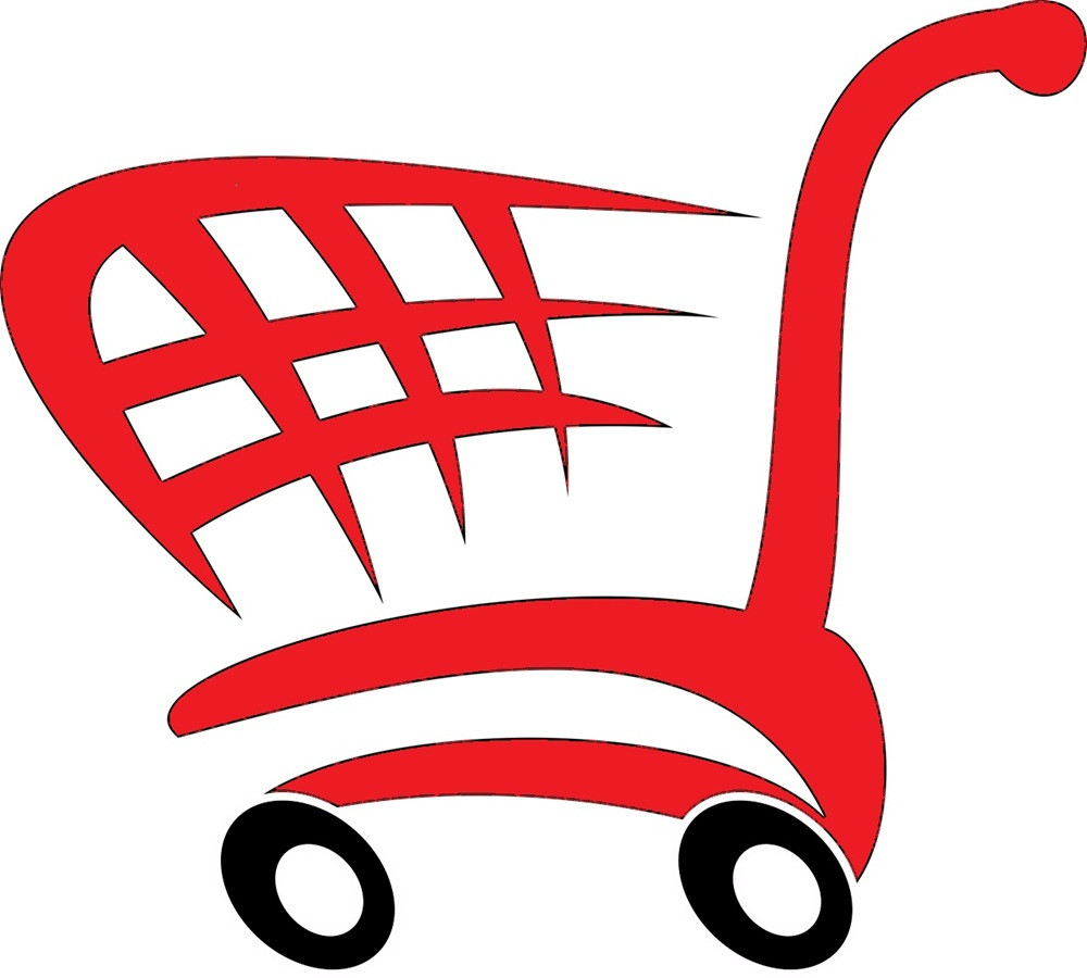 Rotes Einkaufswagen-Symbol als Illustration zum Thema Shopping