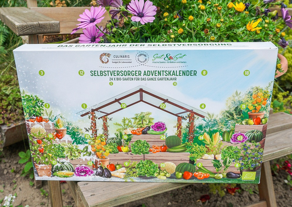 Selbstversorger Adventskalender – 24 Bio-Saaten von Saat & Gut und Culinaris für das Gartenjahr Selbstversorger Adventskalender mit 24 Bio-Saaten für das Gartenjahr – Saat & Gut und Culinaris