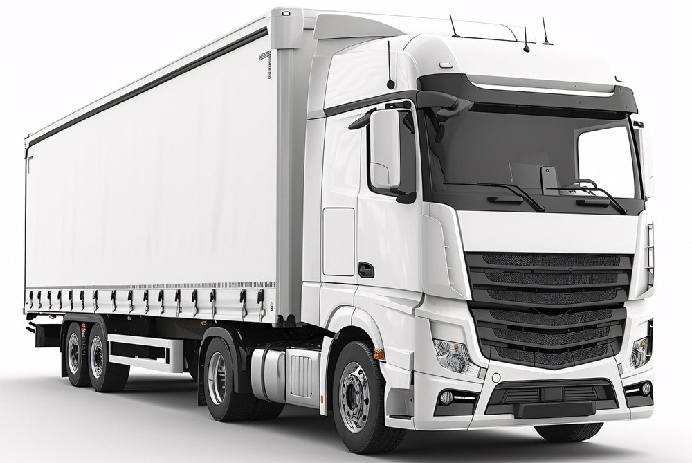AI-generierter weißer LKW auf weißem Hintergrund