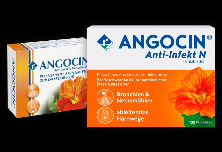 Angocin Design Relaunch 2025: Pflanzliches Arzneimittel zur Infektabwehr mit neuer Verpackung Angocin Design Relaunch 2025 – neue Verpackung des pflanzlichen Arzneimittels zur Infektabwehr für Bronchien, Nebenhöhlen und ableitende Harnwege