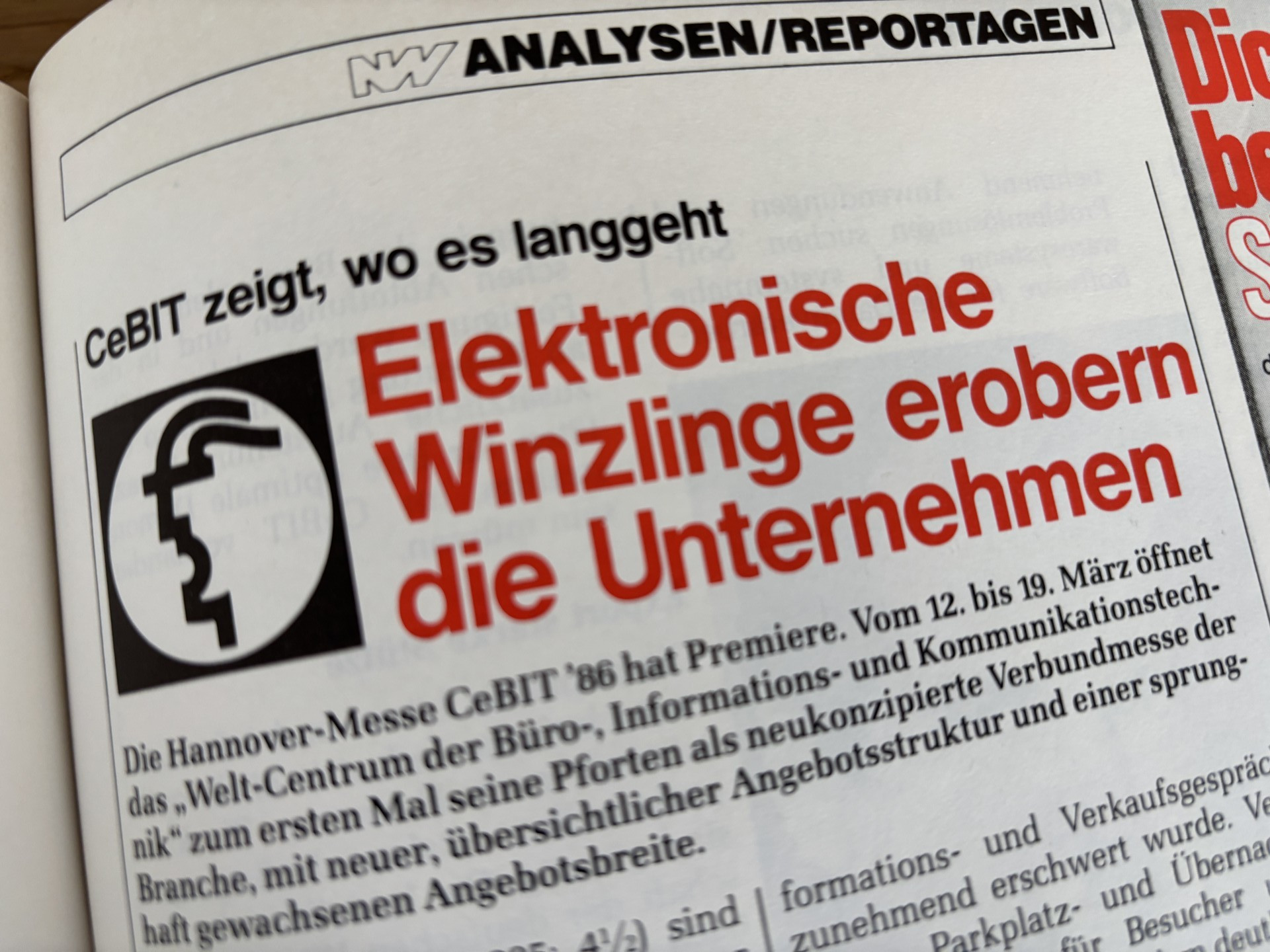 CeBIT Rückblick: Zeitungsartikel über elektronische Winzlinge auf der CeBIT 1986