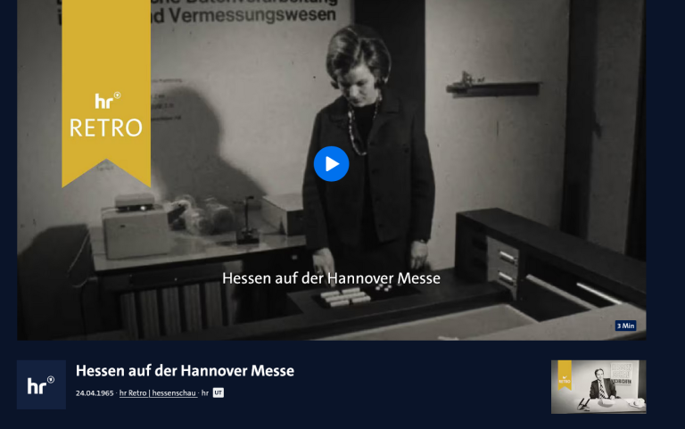 Historisches Foto: Hessen auf der Hannover Messe, Ausstellung zur Datenverarbeitung und Vermessungswesen