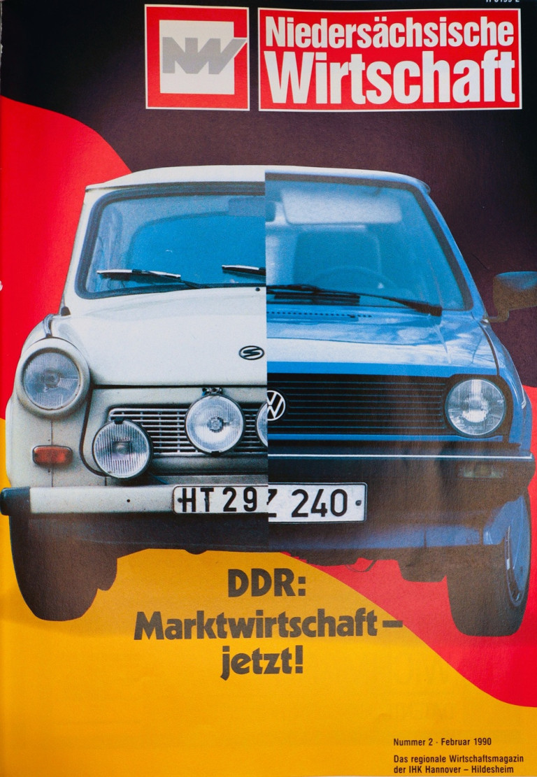 Vergleich zwischen Trabant und VW Golf als Symbol fcr den Wandel von der DDR zur Marktwirtschaft
