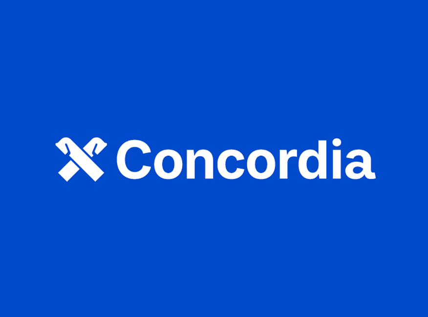 Concordia Logo auf blauem Hintergrund