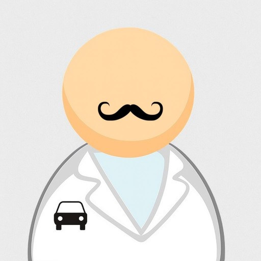 Illustration eines Apotheken-Fahrers mit weißem Kittel und Auto-Symbol