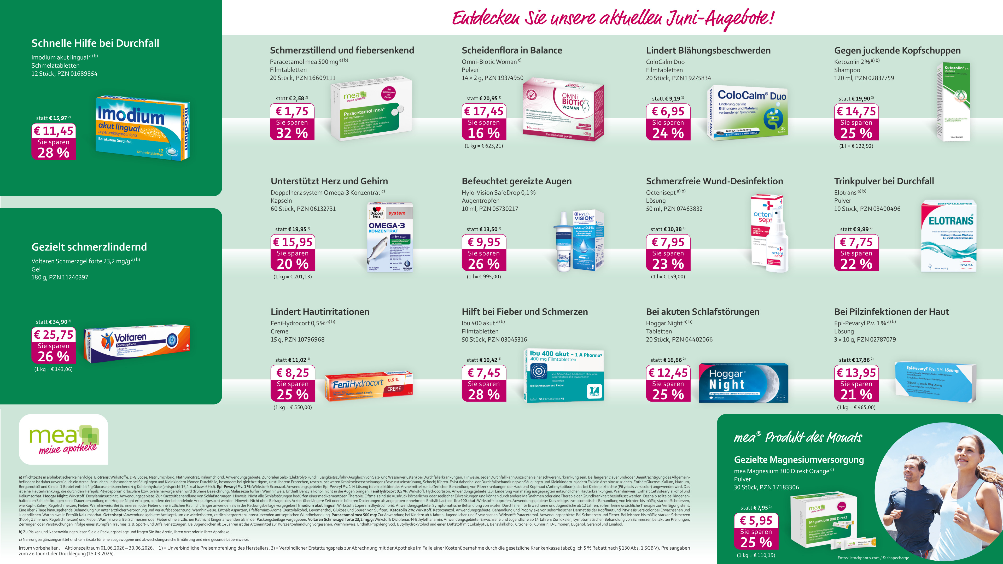 Juni 2026 Angebote Apotheke – Schmerzmittel, Blähungsbeschwerden, Schlafstörungen, Hautirritationen und mehr