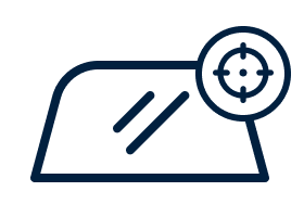 Icon Windschutzscheibe mit Zielscheibe – Symbol für Scheibenreparatur oder Steinschlag