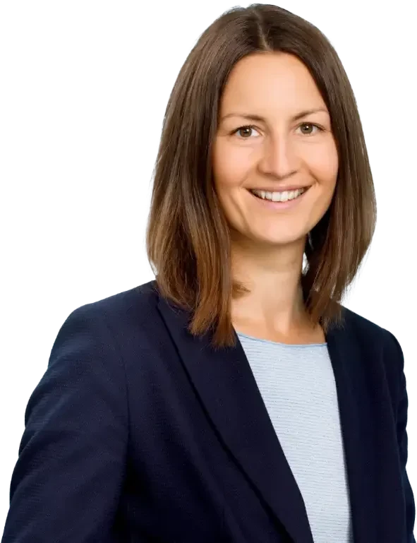 Porträt einer Frau im blauen Blazer Porträt einer lächelnden Frau in einem blauen Blazer