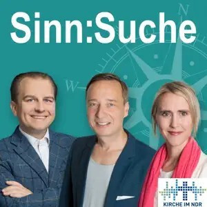 Sinn:Suche Podcast Logo – Kirche im NDR Logo des Sinn:Suche Podcasts mit drei Personen und Kompassmotiv, Kirche im NDR