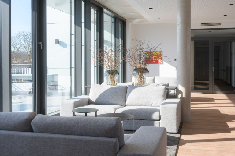 Modernes Wohnzimmer mit grauen Sofas und Dekoration, Artikel Brandix Steinfoff Einrichtung
