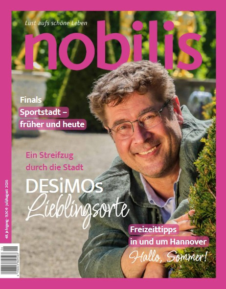 Magazin-Cover nobilis Ausgabe 05-2026 mit Themen zu DESIMOs Lieblingsorte, Sportstadt, Freizeittipps Hannover und Sommer in der Stadt
