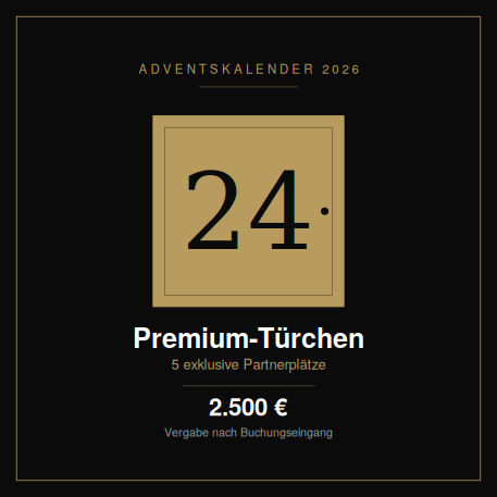 Adventskalender 2026 Premium-Türchen 24 mit exklusiven Partnerplätzen und Preisangabe