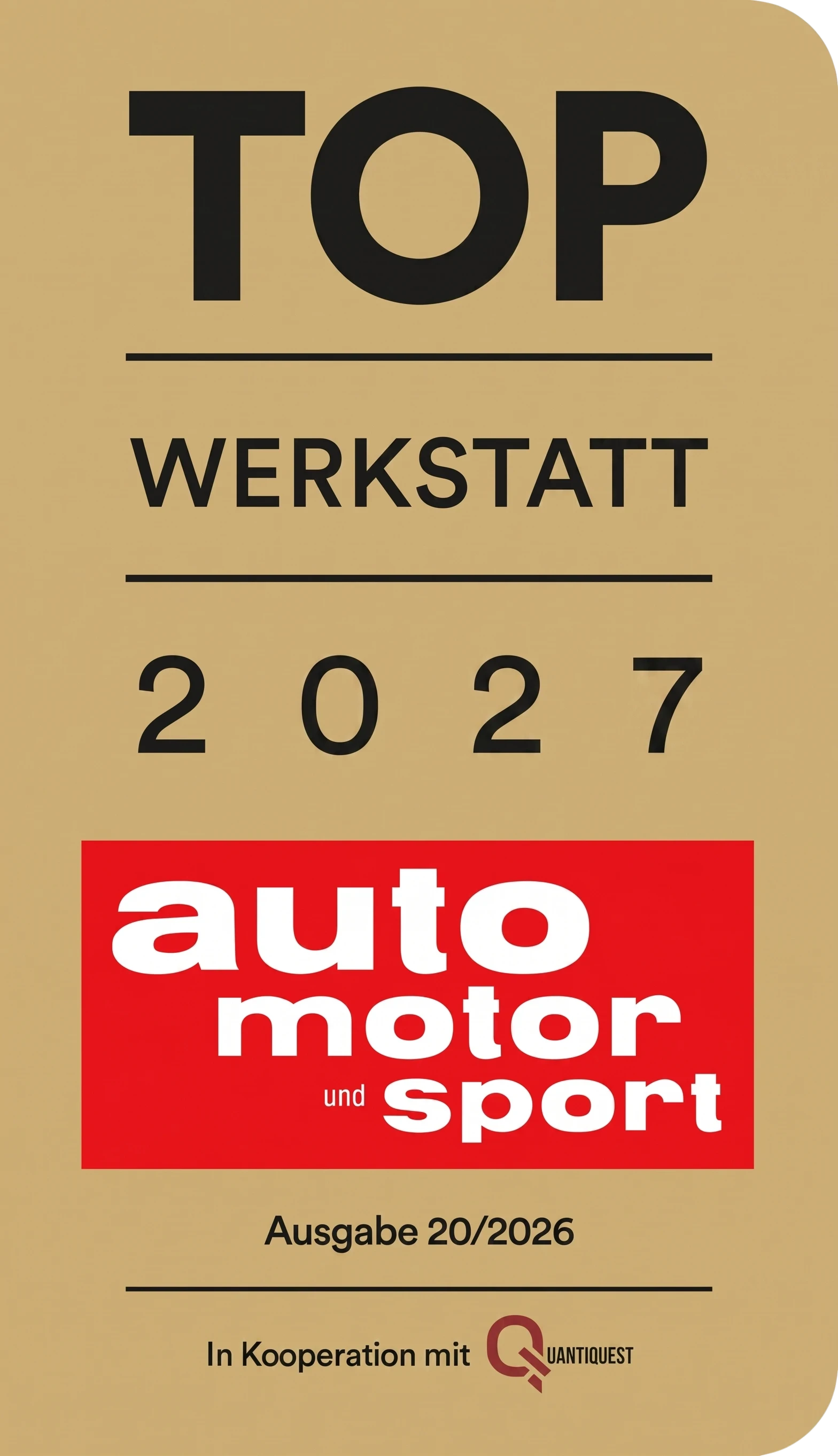 Siegel für PKW Werkstätten 2027 von auto motor und sport