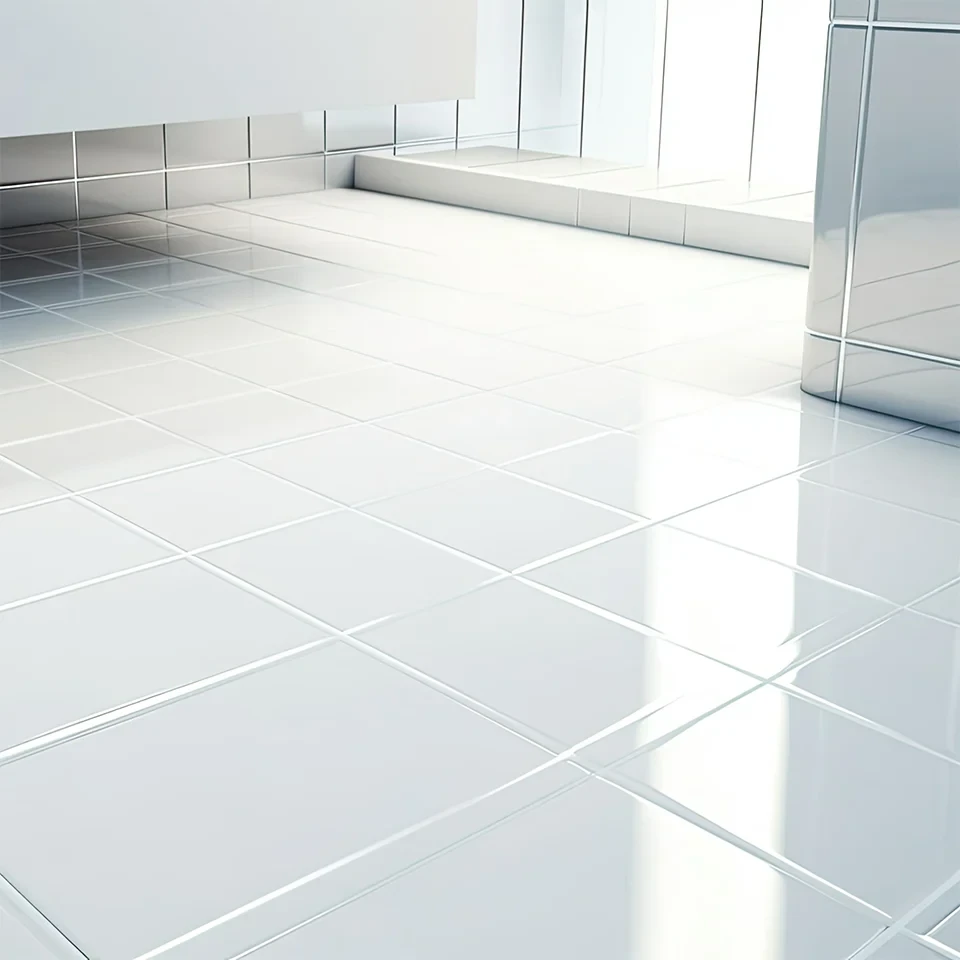 Modern gefliestes Gäste-WC mit hellen Fliesen und sauberem Design