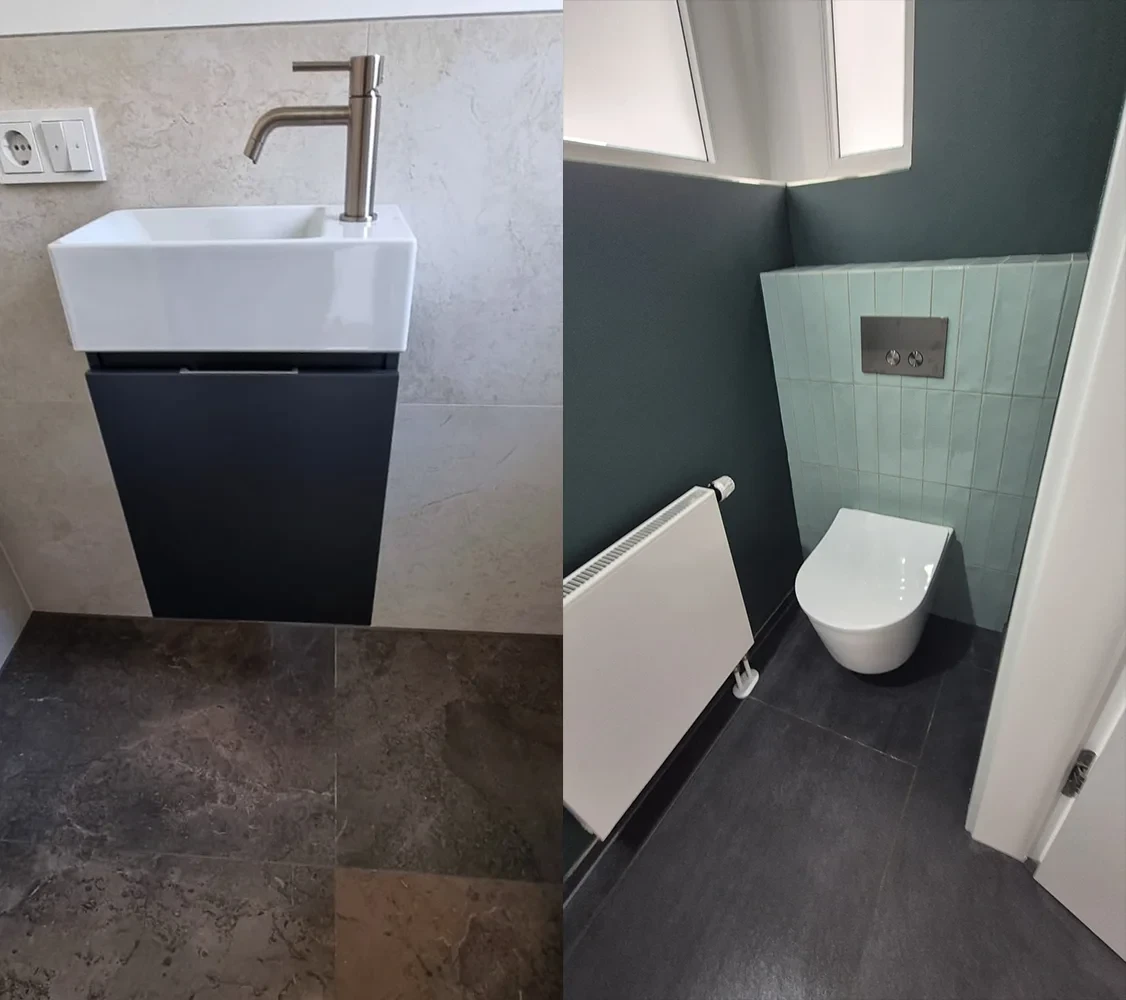 Vielfältige Gestaltungsideen für das Gäste-WC mit modernem Waschbecken und WC