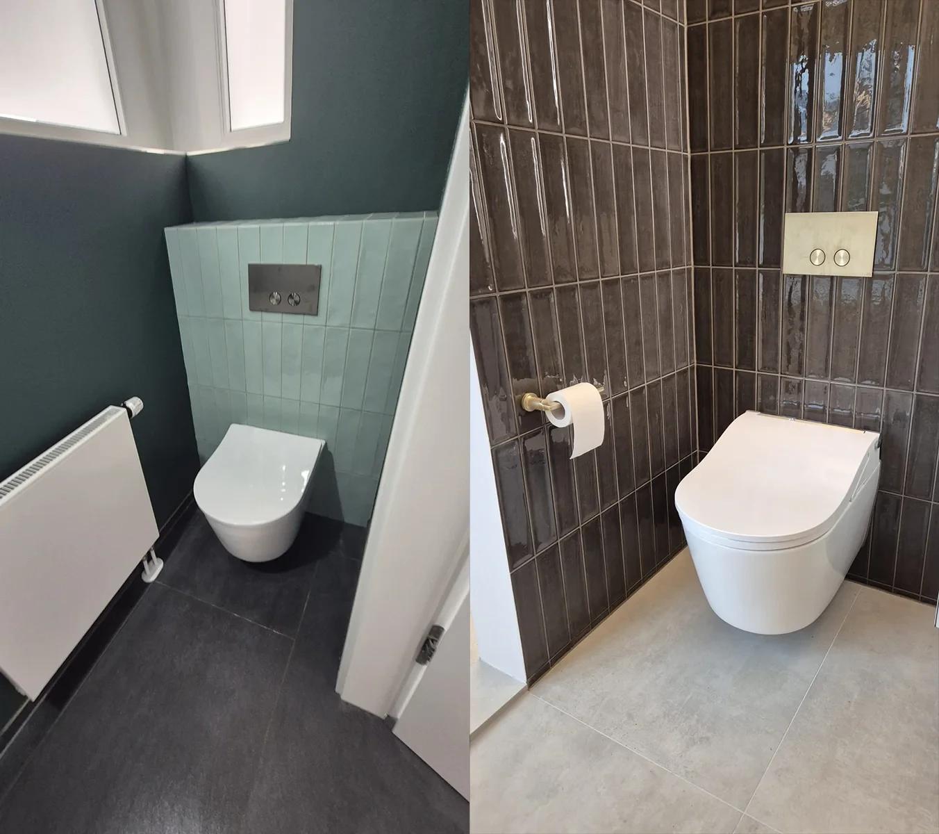 Showroom Contentbild mit modernen WC-Designs und stilvollen Fliesen in unterschiedlichen Farben