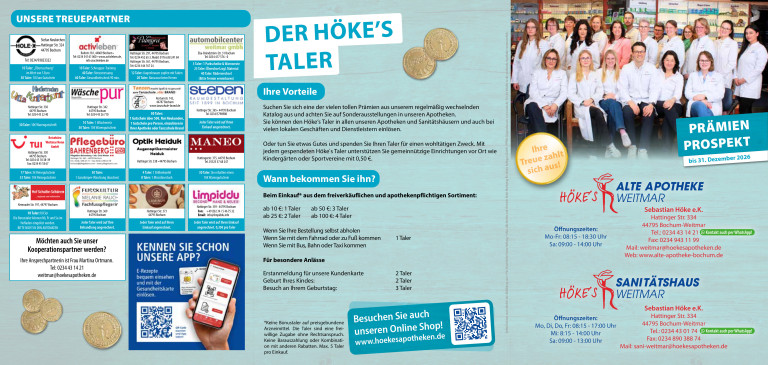 Prämienprospekt Seite 11 mit Informationen zum Höke's Taler Treueprogramm der Hoekes Apotheken