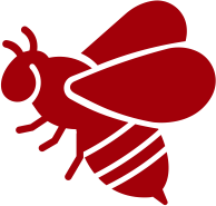 Rote Illustration einer Wespe von links