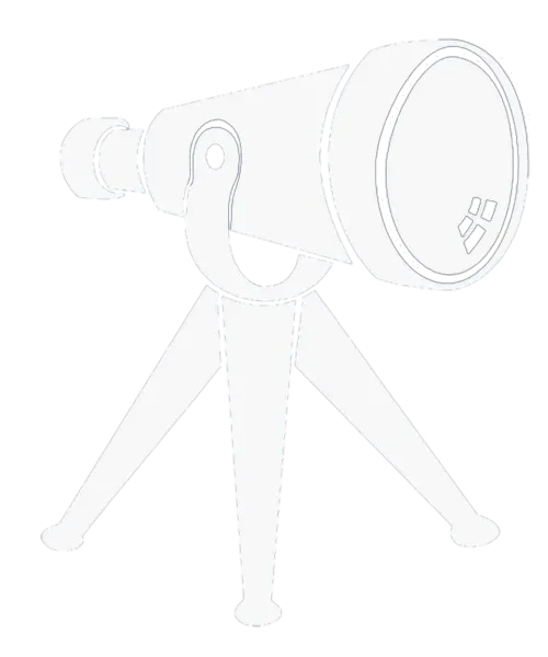 Illustration eines weißen Teleskops auf Stativ Weißes Teleskop auf Stativ, Illustration