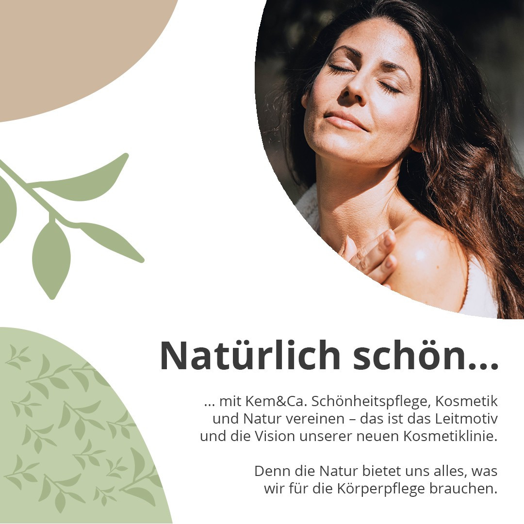 Frau genießt die Sonne mit Kem&Co. Kosmetik und Naturpflege