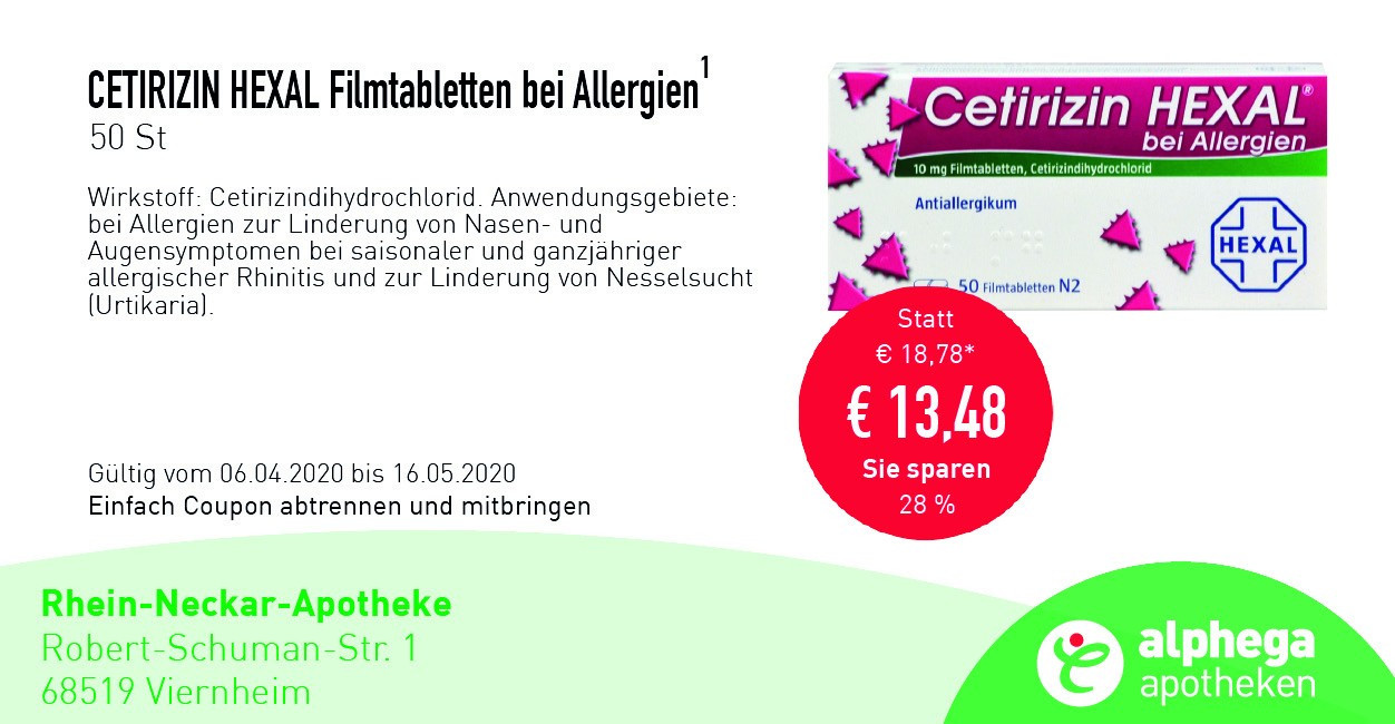 Cetirizin Filmtabletten bei Allergien mit Rabattangebot