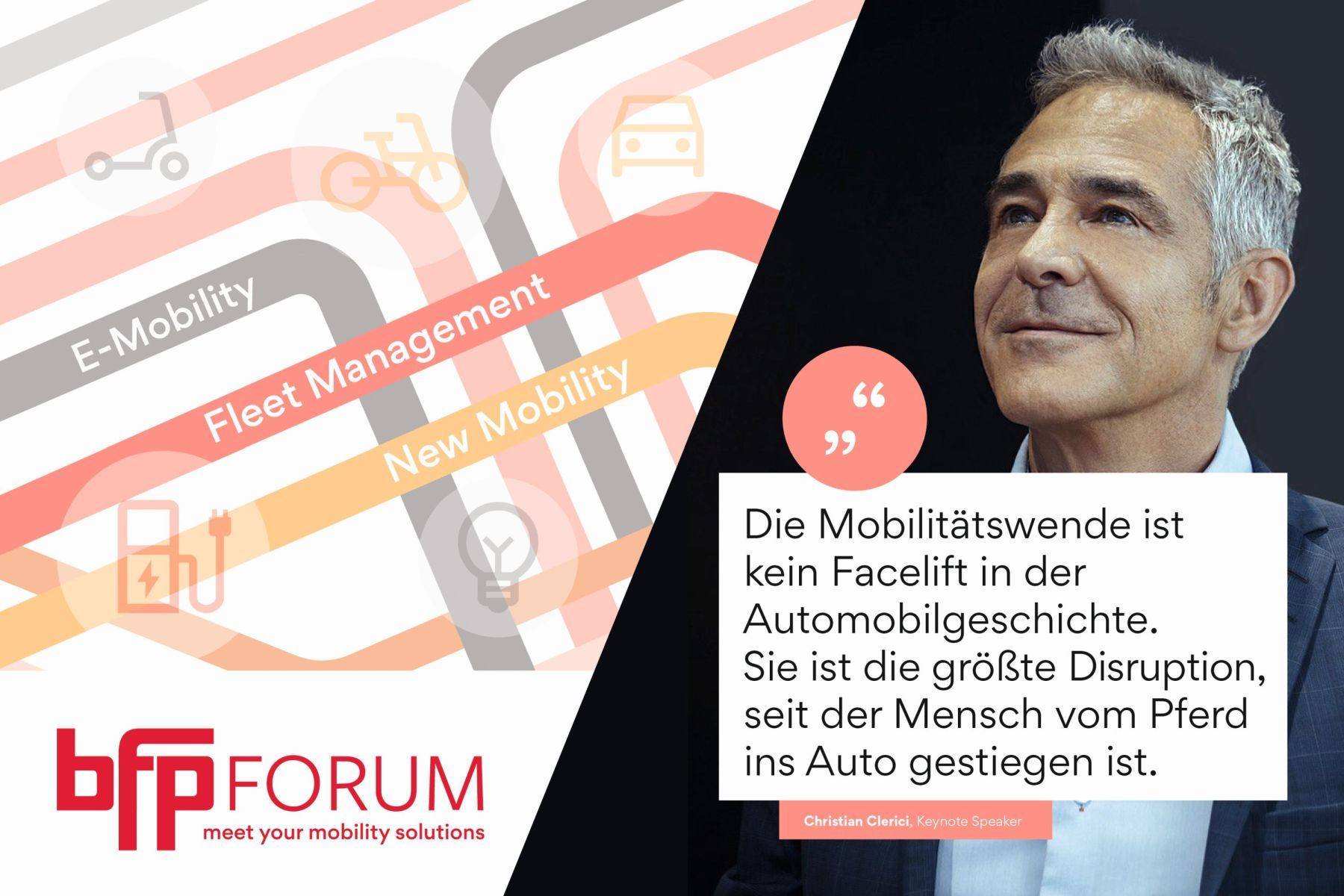 Christian Clerici als Impulsgeber beim BFP Forum 2023 Christian Clerici beim BFP Forum 2023 über die Mobilitätswende